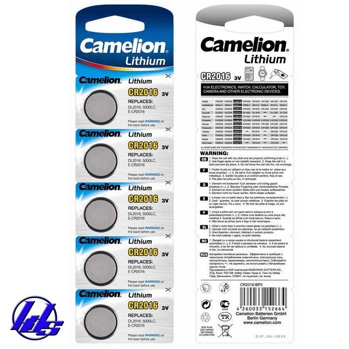 Pin CR2016 Camelion Lithium 3V - Vỉ 5 viên