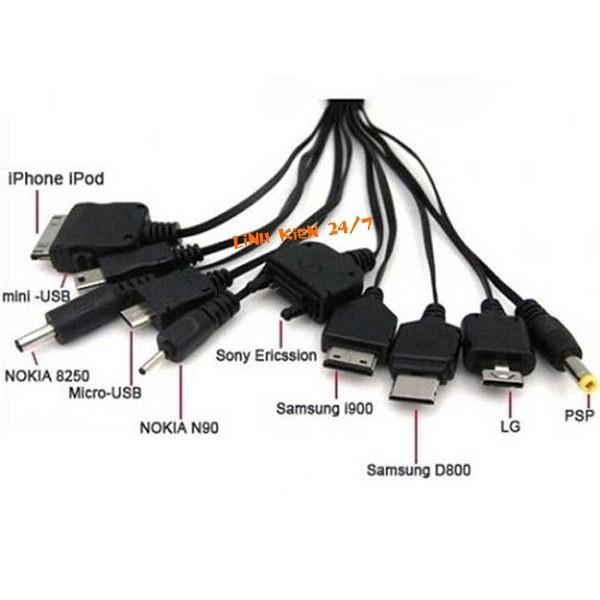 Dây Cáp Sạc Đa Năng 10 Đầu Cổng USB