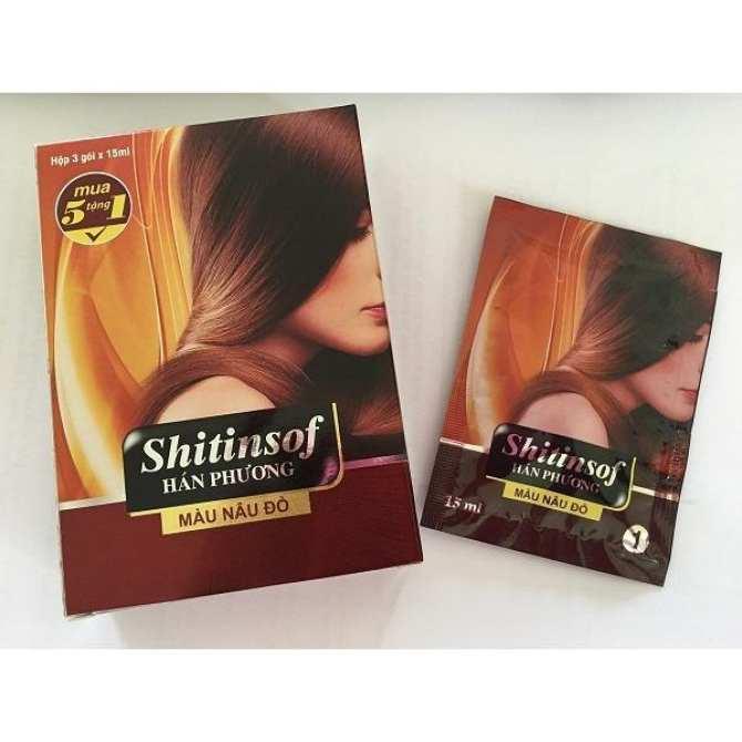 Dầu gội nhuộm tóc màu nâu đỏ Shitinsof 15ml (3 gói/hộp)