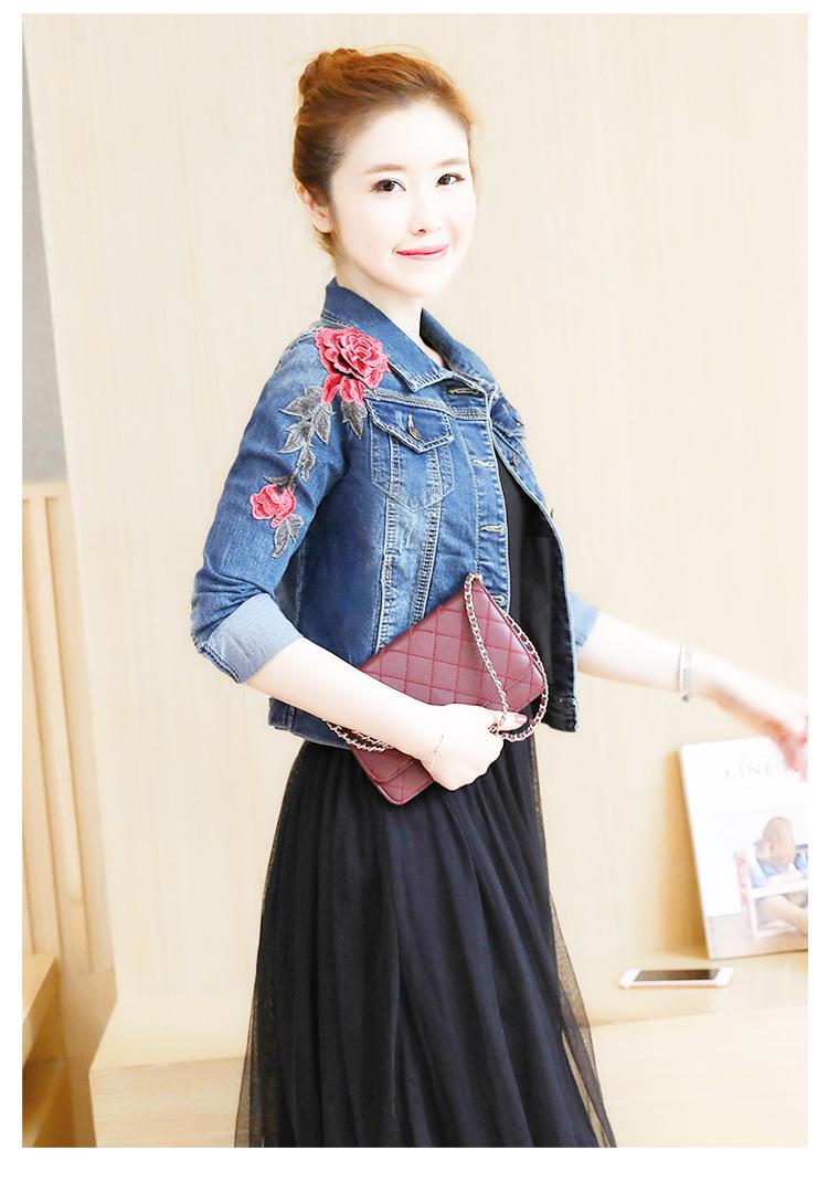 [HCM]ÁO KHOÁC JEANS THÊU HOA HỒNG BY1053A