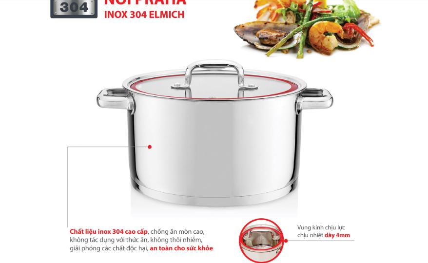 Nồi Inox 304 Elmich Praha 20CM EL3278 - Bảo Hành 5 Năm