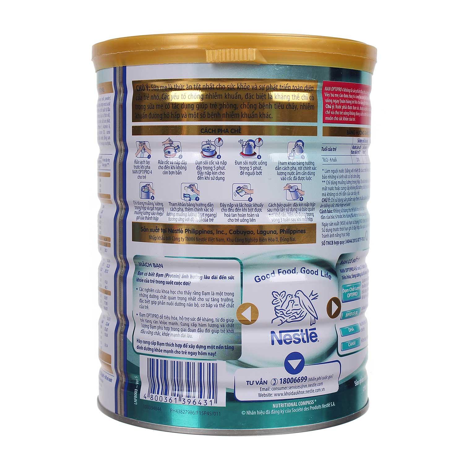 Sữa bột Nestle NAN OPTIPRO 4 (900g) Hộp thiếc