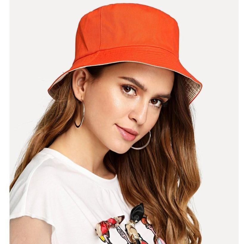 Nón Bucket Tai Bèo Trơn 5 màu đen, đỏ, trắng, vàng, hồng