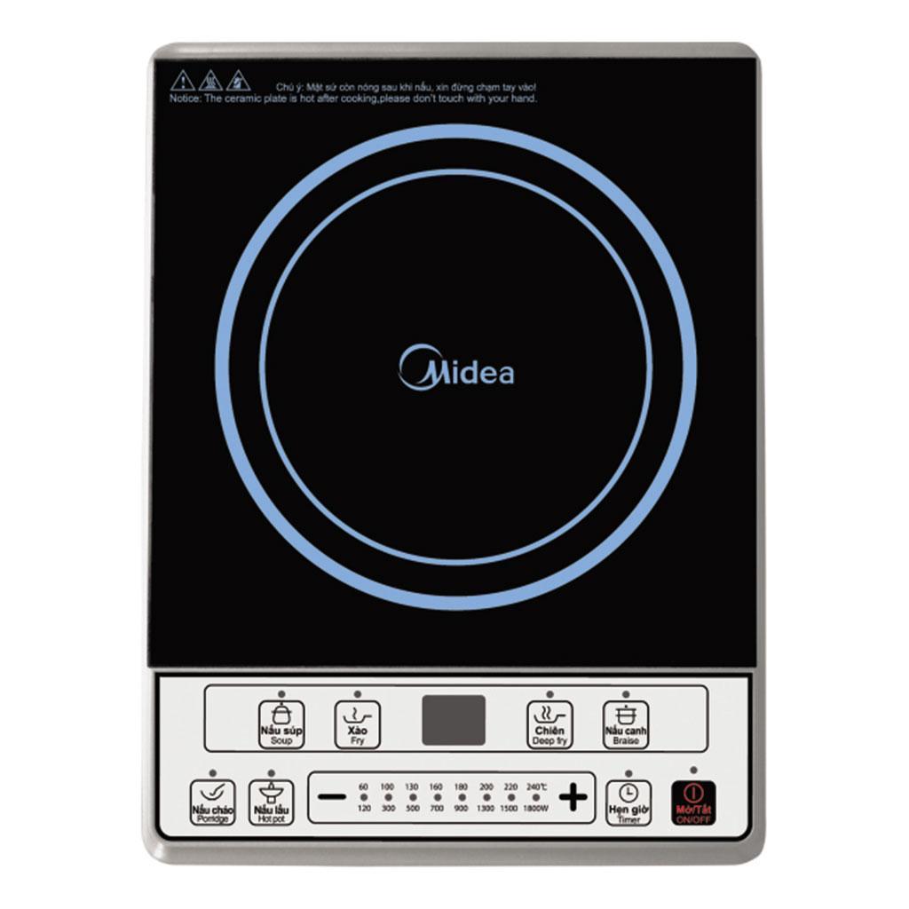 Bếp Điện Từ mặt sứ Ceramic Midea MI-B2015DE 2000W (Đen) tặng nồi inox cao cấp