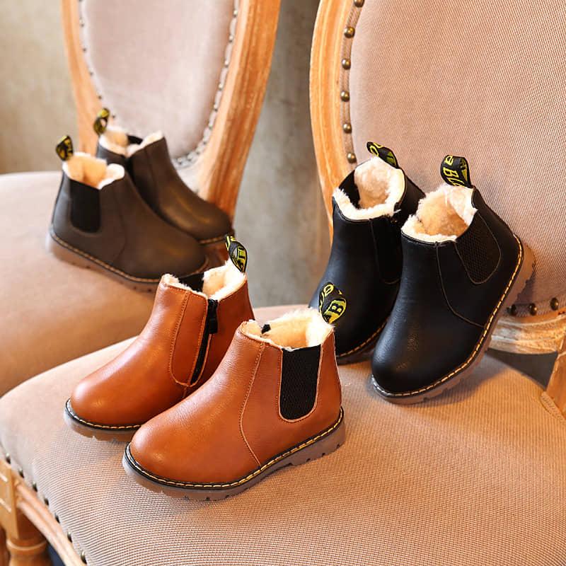 Giày boot cổ thun  lót lông trẻ em