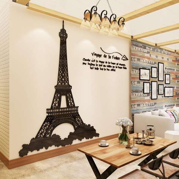 Eiffel Lãng Mạn Tháp 3D Lập Thể Tranh Dán Tường