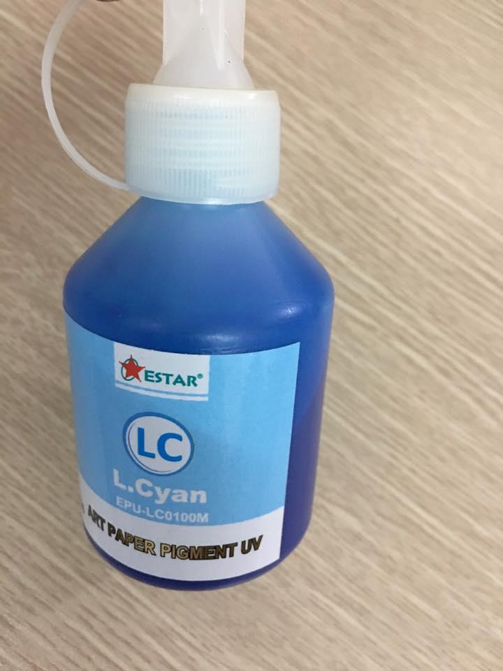 Mực pigment uv epson t50-t60-l800-l805 xanh nhạt 100ml không phai