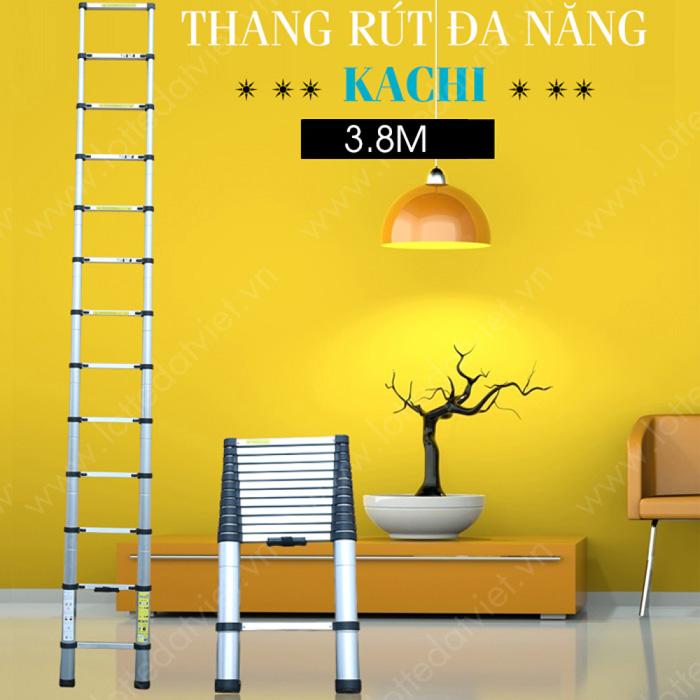 Thang Nhôm Rút Gọn 3.8m (Kachi) 2018 Tặng Bộ Dao 5 Món