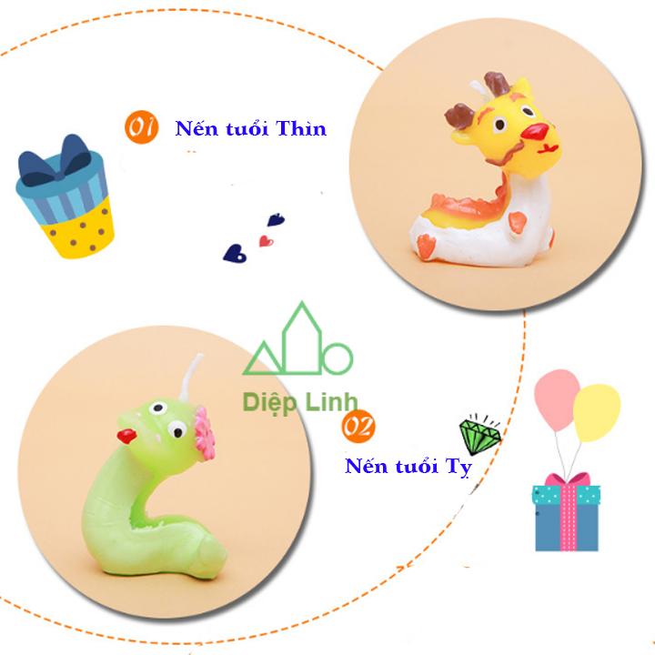 [HCM]Nến sinh nhật trang trí bánh kem tiệc thôi nôi đầy tháng hình 12 con giáp