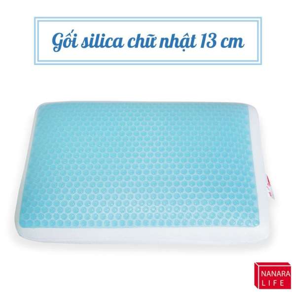 Gối silica gel cao su non chữ nhật Nanara Life - Nhật bản 13cm (Xanh da trời)