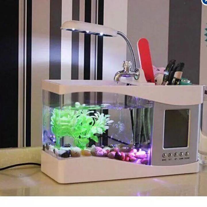 Bể cá phong thủy để bàn mini (trắng)