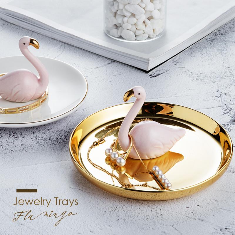 Milifengwu Phong Cách Bắc Âu Flamingo Khay Đựng Đồ Trang Sức Đá Quý Nhẫn Thu Nhận Khay Đựng Sáng Tạo Đồ Dùng Gia Đình Trang Trí Vật Trang Trí