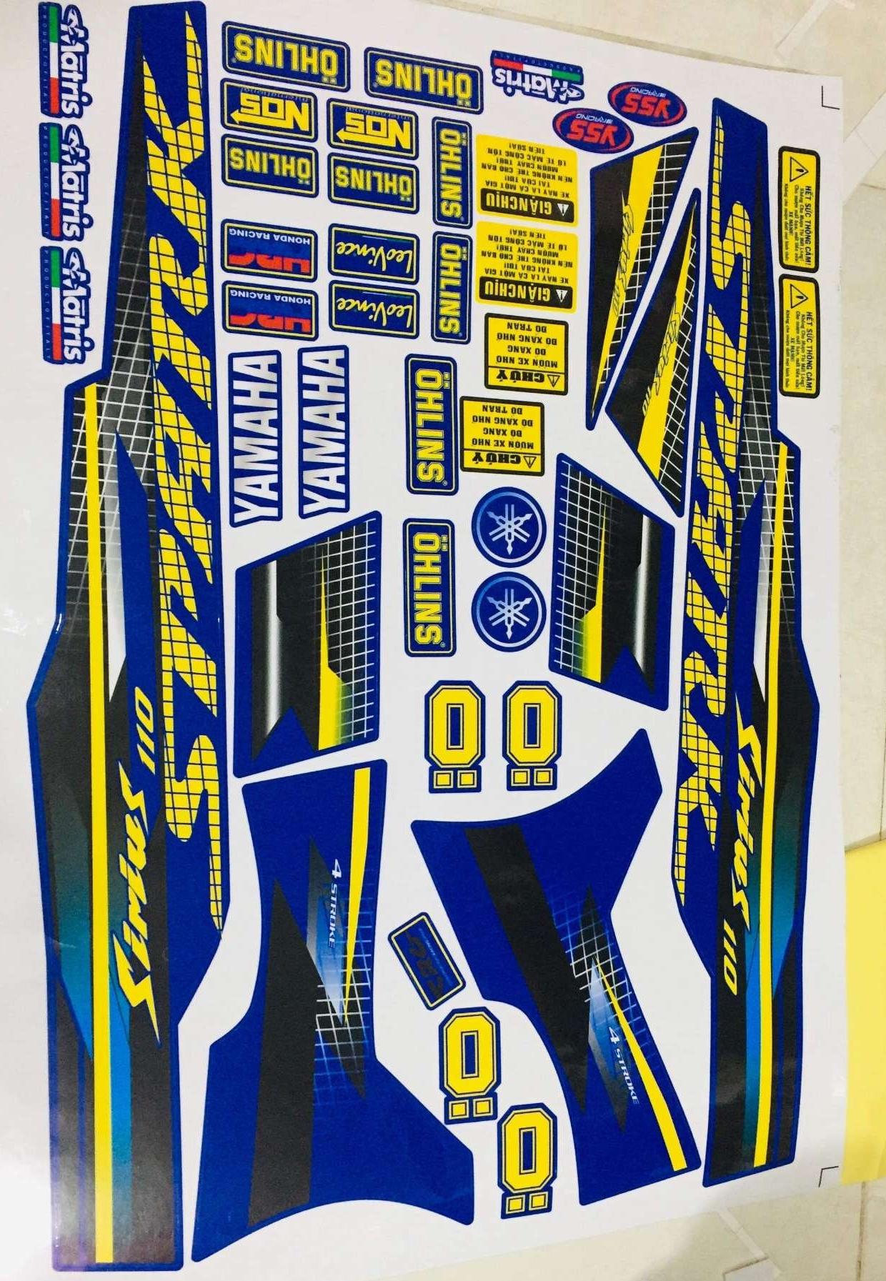 Tem xe sirius spark dán xe xanh gp