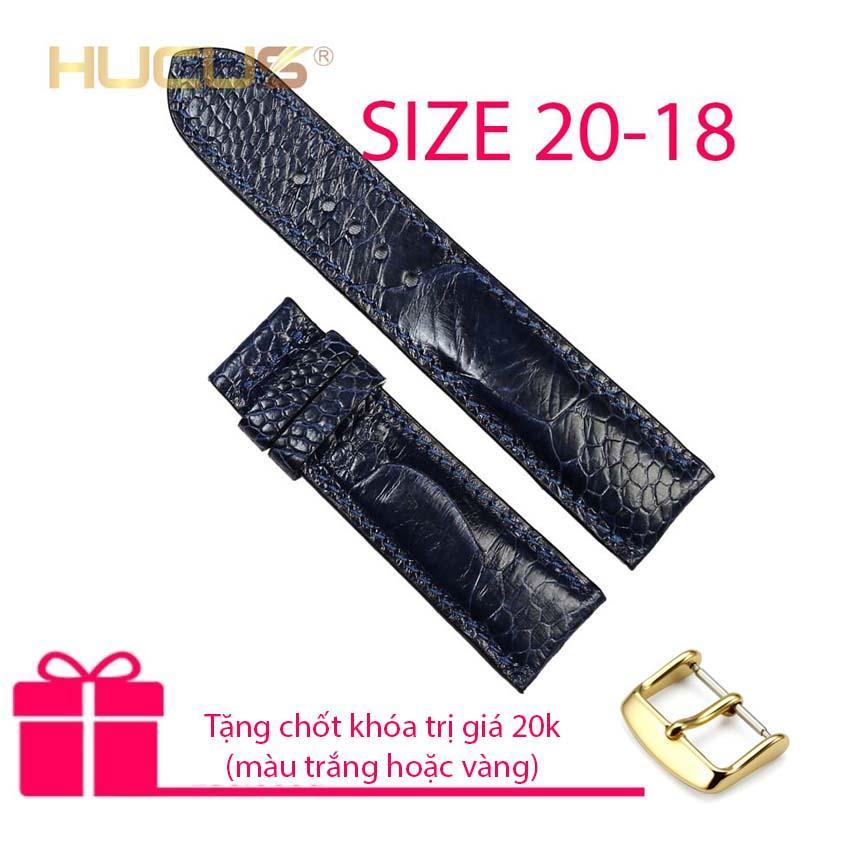 Dây Đồng Hồ Nam Da Đà Điểu Thật Hùng Cường HC8200 (20-18)