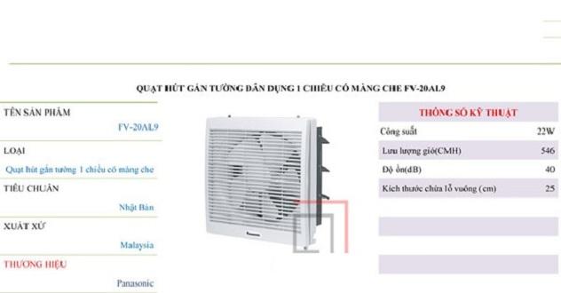 Quạt hút âm tường Panasonic FV-20AL1/FV-25AL1/FV-30AL1