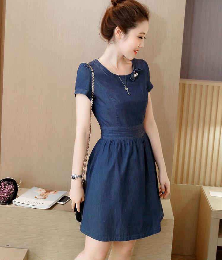 Đầm Jeans Eo Xếp Ly Sành Điệu D676