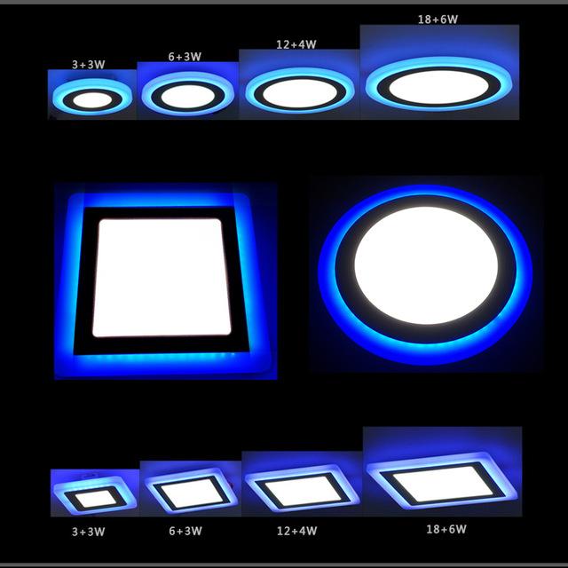 đèn led viền tròn xanh dương 3 chế độ mở ánh sáng 12w+4w