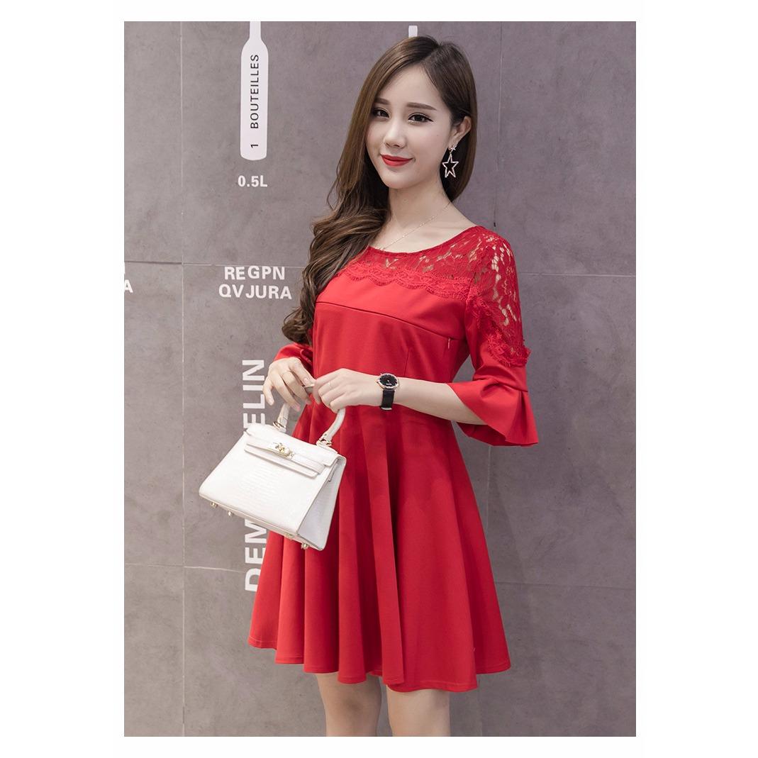 Đầm (Váy) Bầu Xòe Đỏ