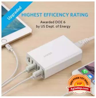 Củ Sạc dock sạc pin siêu cấp ANKER 5 Cổng sạc nhanh (Cao cấp) của Agiadep
