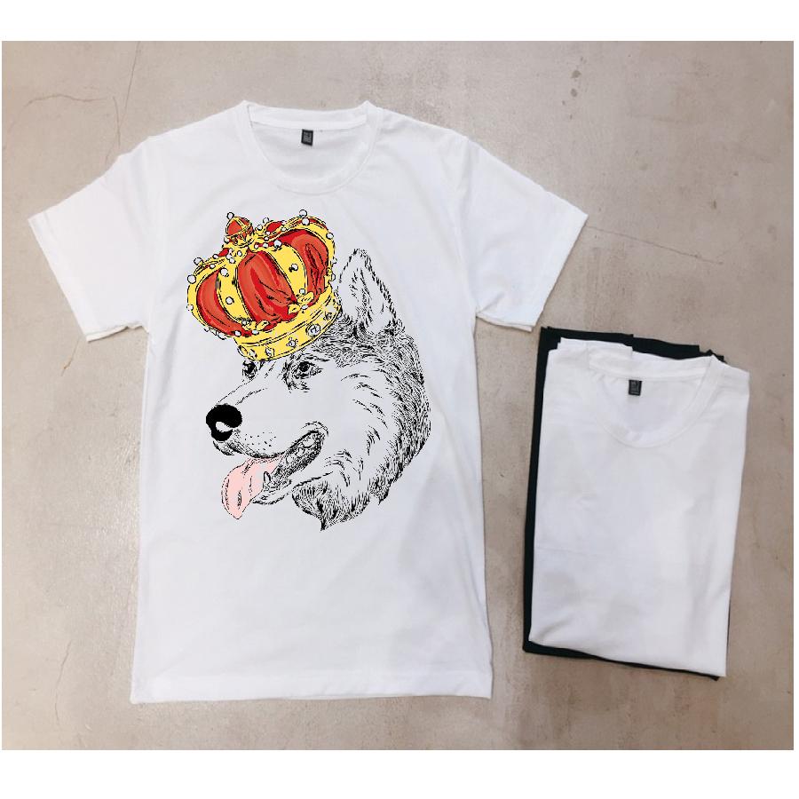 Áo thun cotton nữ in hình sói hoàng gia cao cấp ( Trắng )