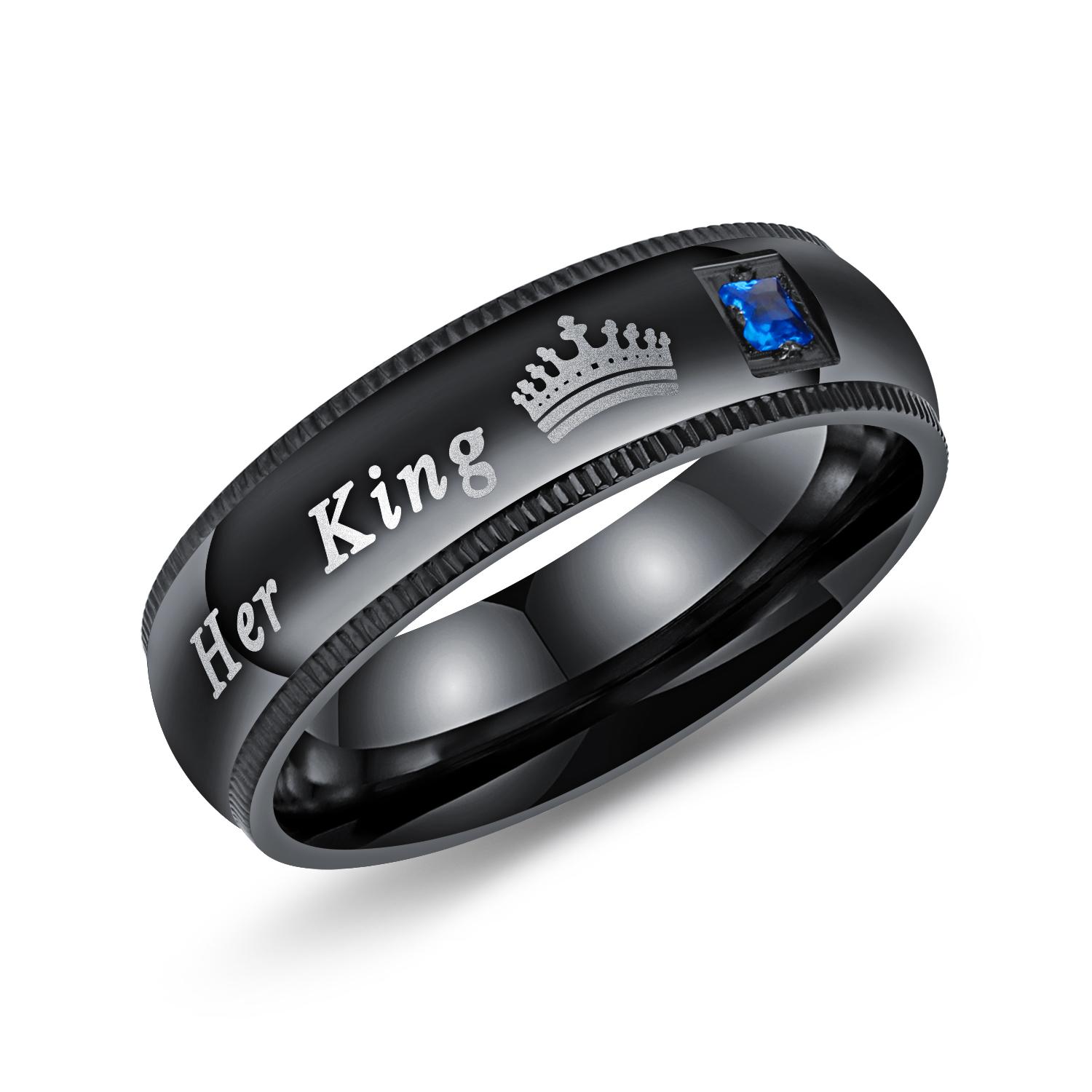 Nhẫn cặp Her King - His Queen NC127 (đen, đồng)