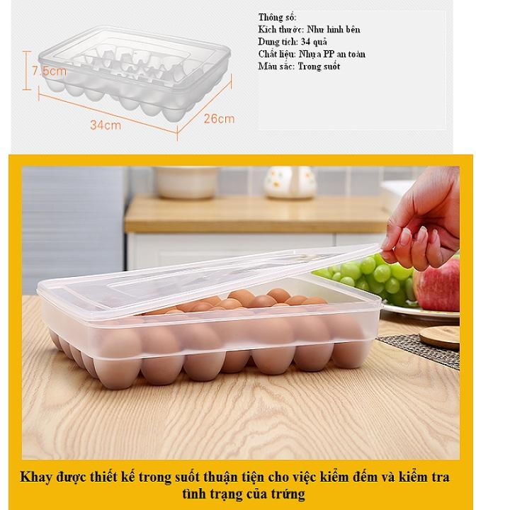 Bộ 3 Khay đựng trứng 34 quả trong tủ lạnh có nắp, được cấu tạo bằng chất liệu nhựa cao cấp dày dặn mang thương hiệu shopaha247