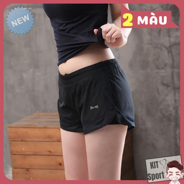Quần short đùi thể thao nữ USA Pro - Cửa hàng phân phối KIT Sport - Hàng nội địa Trung(Women Short,đồ tập quần áo gym,mẫu ngắn, thể dục,thể hình, Yoga, Aerobic,Zumba Fitness)