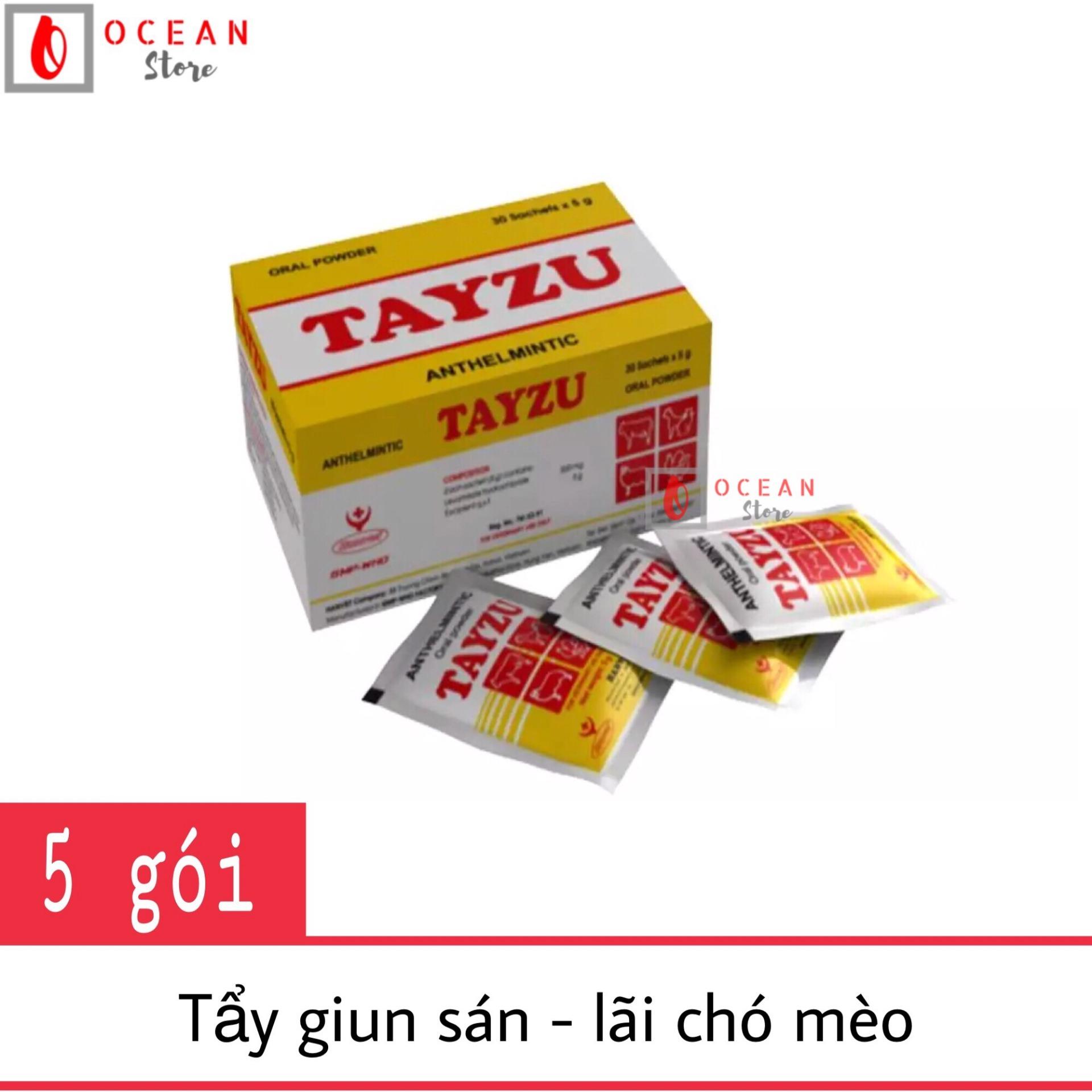 Thuốc tẩy giun cho chó mèo dạng bột -  05 gói Hanvet Tayzu