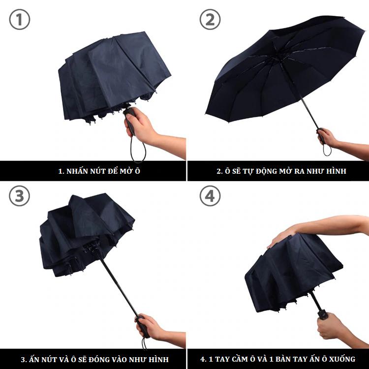 Ô, dù tự động gấp mở 2 chiều Nhật Bản chống tia UV(loại 10 nan)
