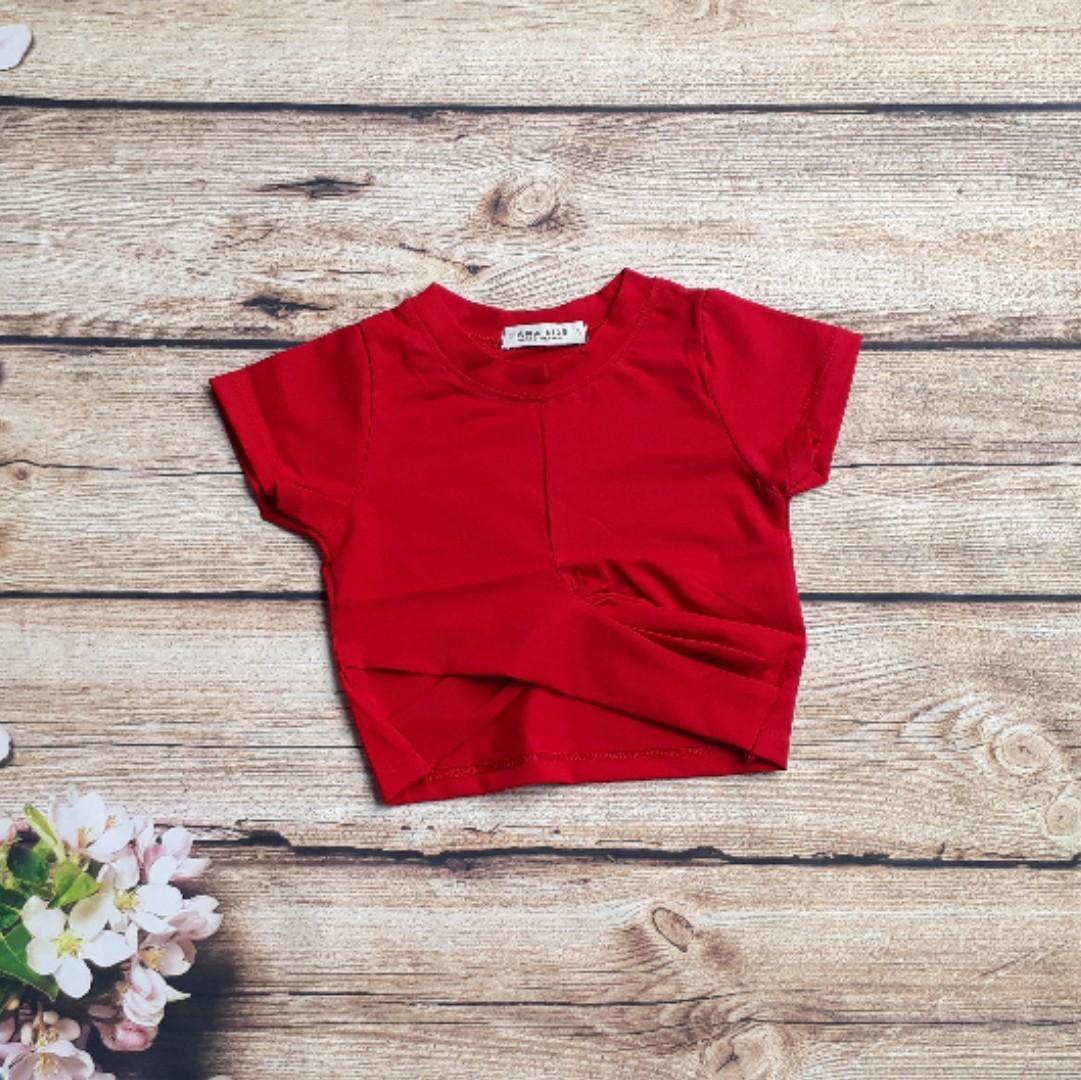 Áo croptop xoắn eo bé gái