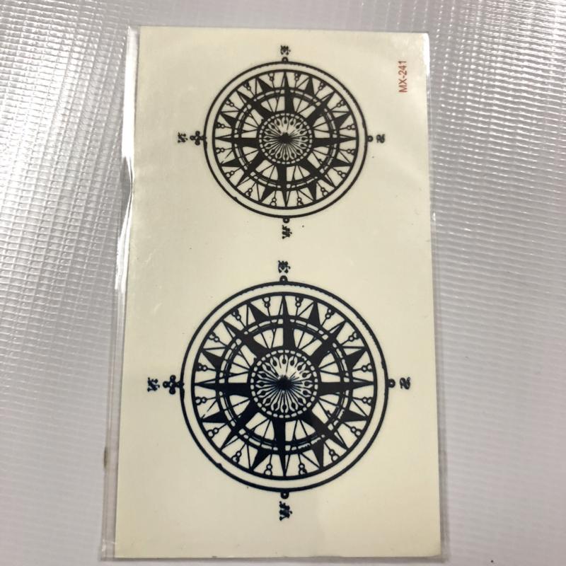 [HCM]Combo 7 tấm hình xăm dán 10x6cm nhiều mẫu la bàn và cây thông nét vẻ trắng đen  - mua 1 tặng 1 mini tattoo