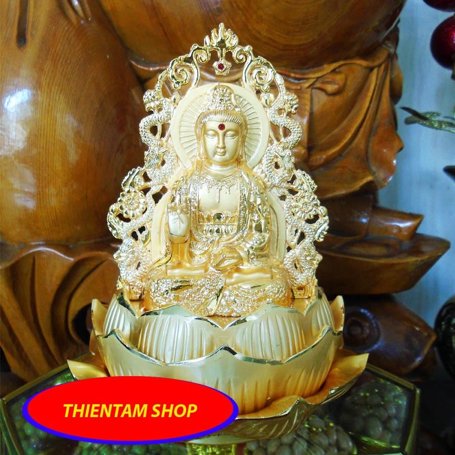 [HCM]Tượng phật bà quan âm hai mặt tọa đài sen vàng ánh kim QAAK1