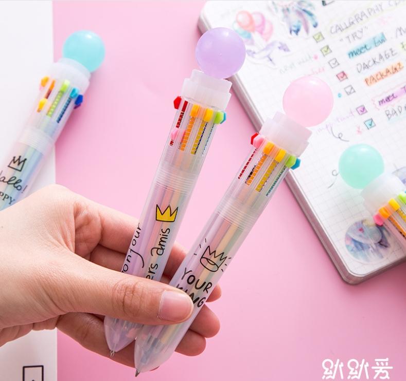Bút bi bấm 10 màu HS101