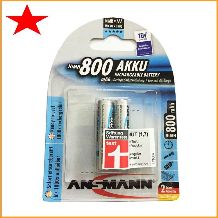 Combo 2 vỉ pin sạc đũa AAA Ansmann 800mAh (1 vỉ 2 viên) chính hãng