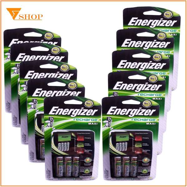 Combo 10 máy sạc pin Energizer tự ngắt kèm 4 pin 2000mAh