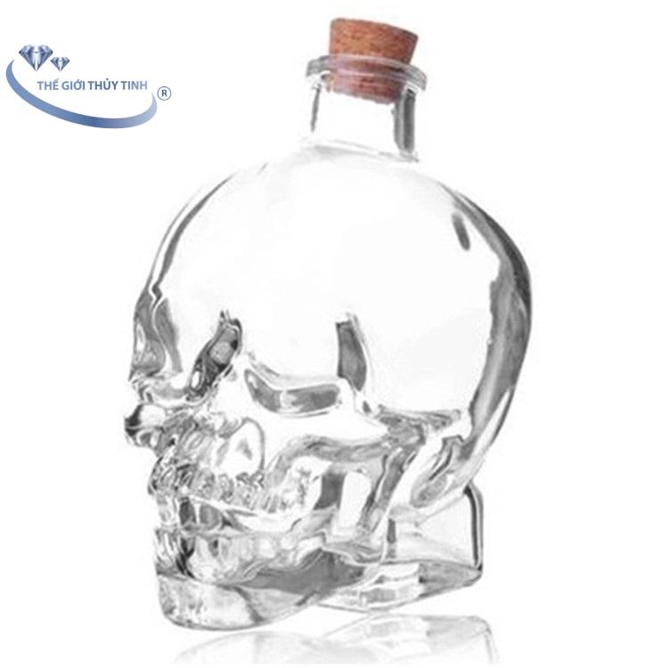 Bình Thủy Tinh Đầu Lâu Nút Bần 350ML