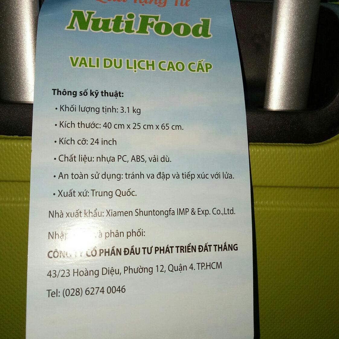 VALI KÉO DU LỊCH CÓ KHOÁ SỐ NUTIFOOD 24 INCH