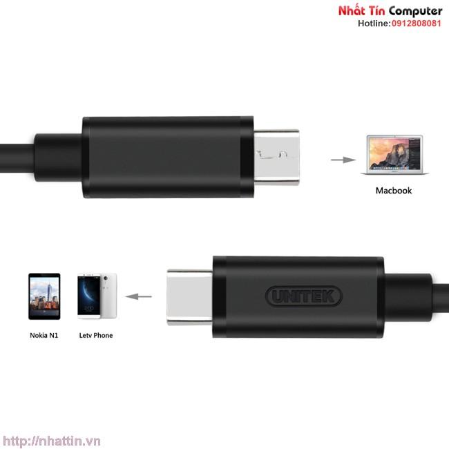Cáp chuyển đổi tín hiệu USB Type-C sang micro USB Unitek Y-C473