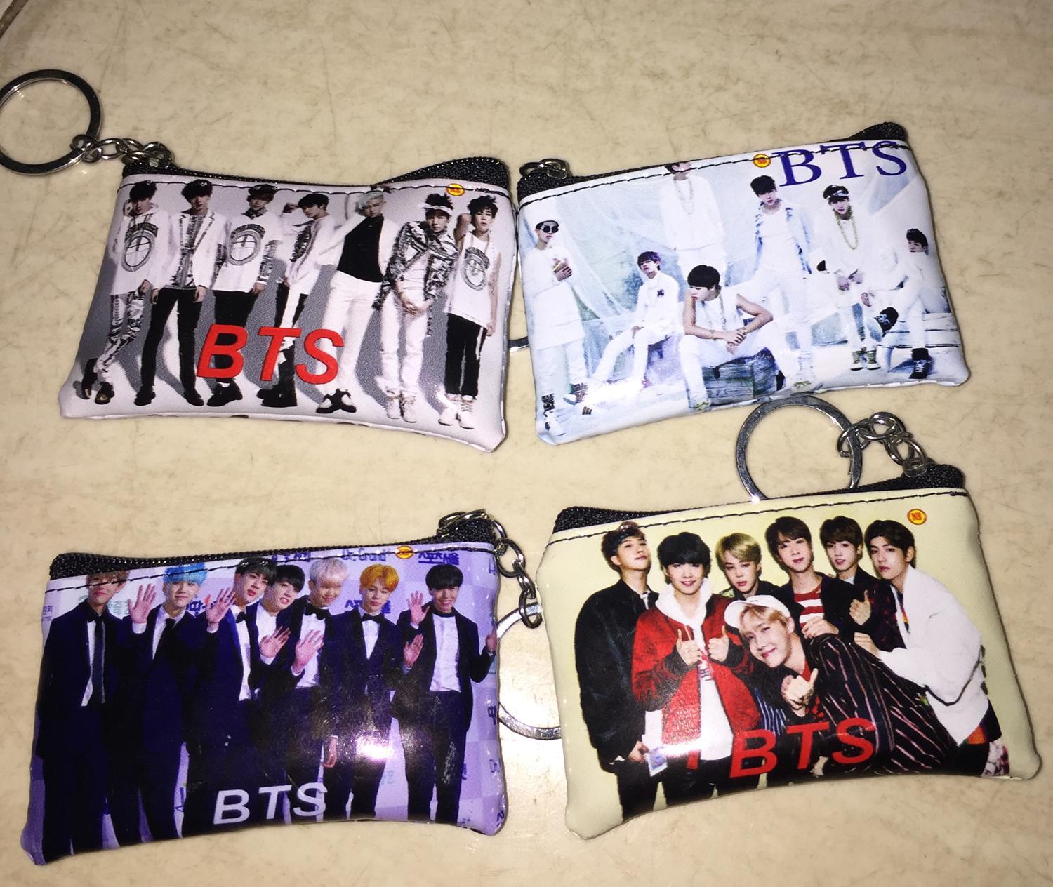 Bóp ví loại nhỏ in hình BTS tặng 1 móc khóa Vkook + 1 vòng tay BTS