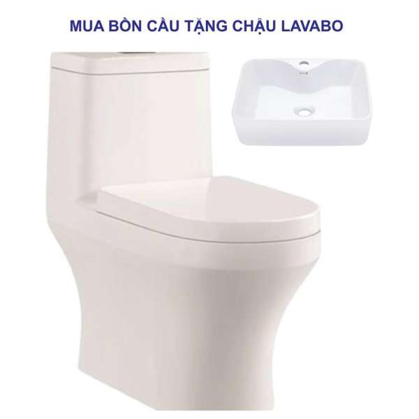 Bàn cầu 1 khối KIBATH (tặng kèm chậu Lavabo)