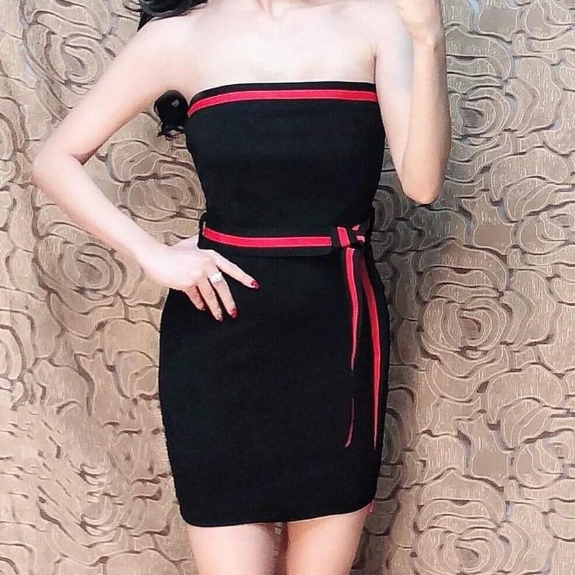 Đầm body cúp ngực sexy phối sọc