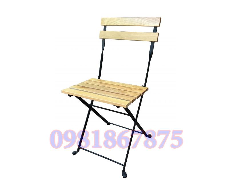 Ghế ikea - ghế xếp khung sắt mặt gỗ sồi