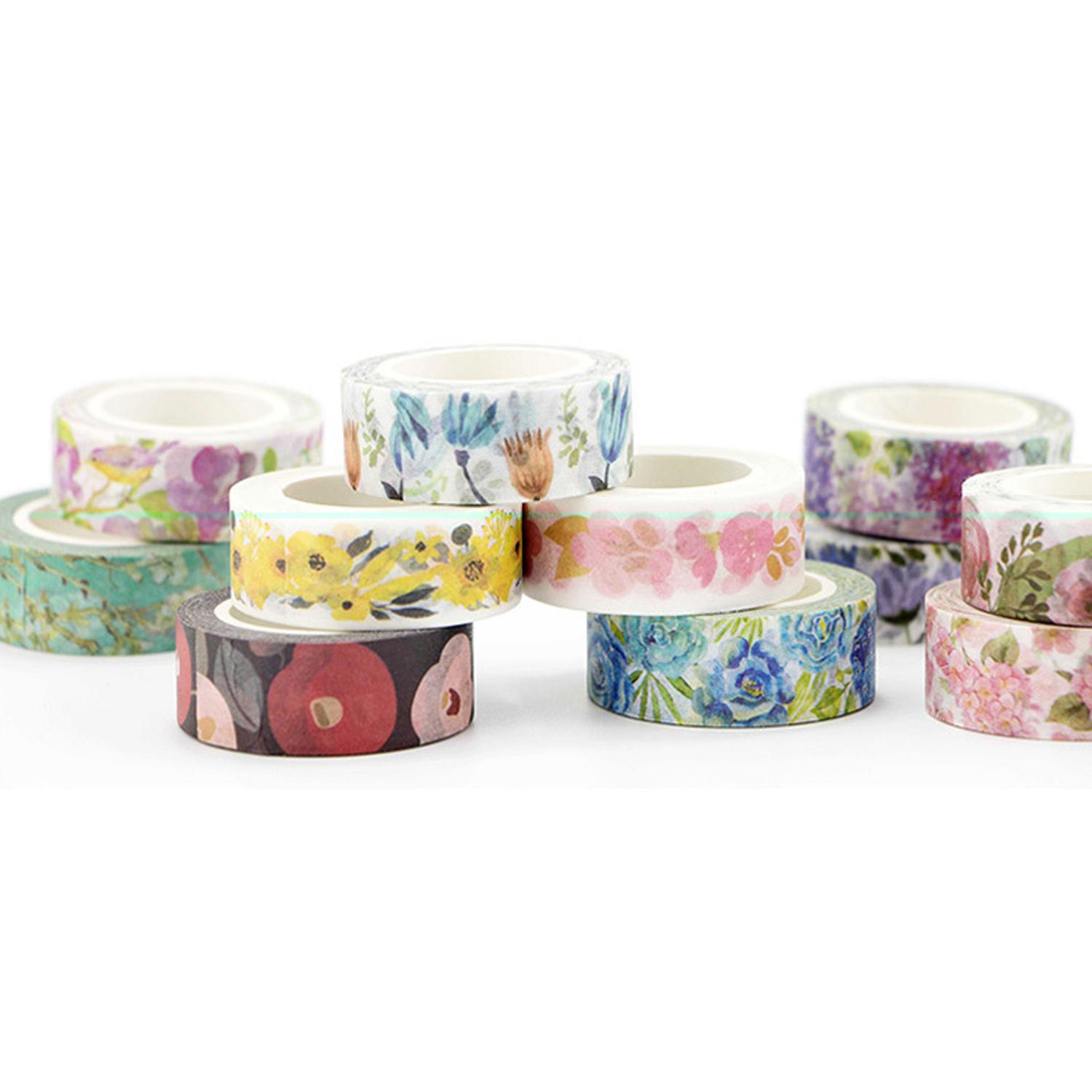 12 Rolls Decorative Washi Masking Tape for Label Notebook DIY Decoration Gift Wrapping Office Party Supplies Random Styles 1.5cm Width 7m Length - intl