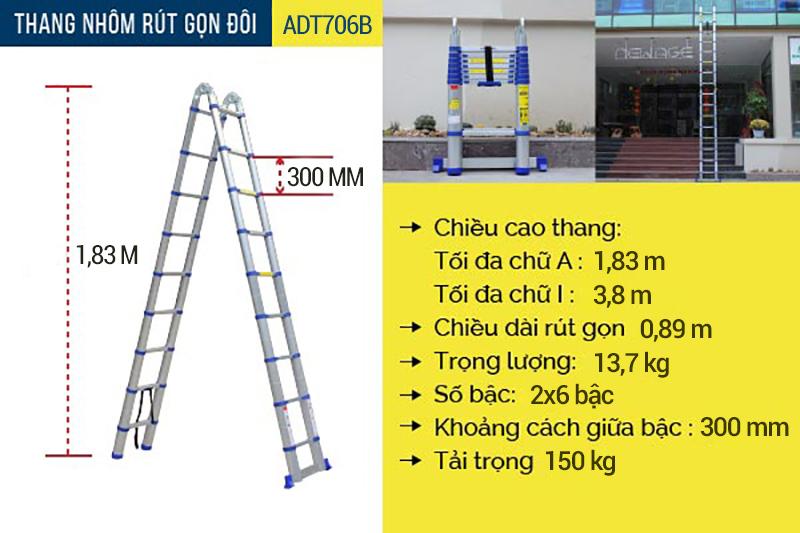 Thang nhôm chữ A rút gọn Advindeq ADT706B