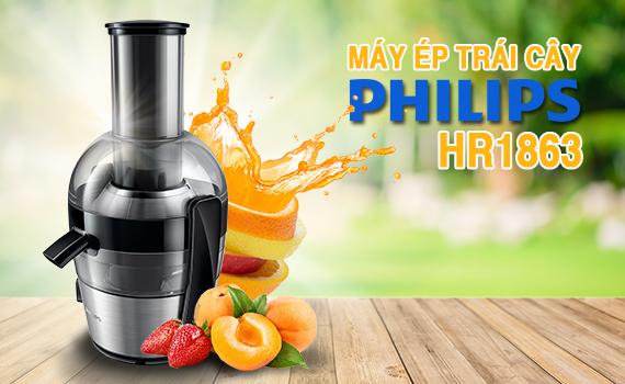Máy ép trái cây cao cấp Philips HR1863 (Đen) - Hàng nhập khẩu