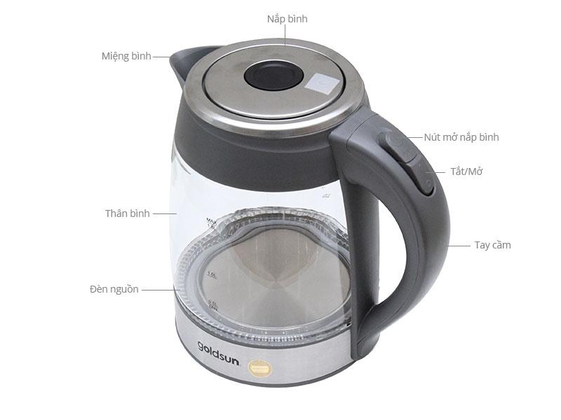 Ấm siêu tốc Thủy Tinh Goldsun 1.8L  EK-GF1852G