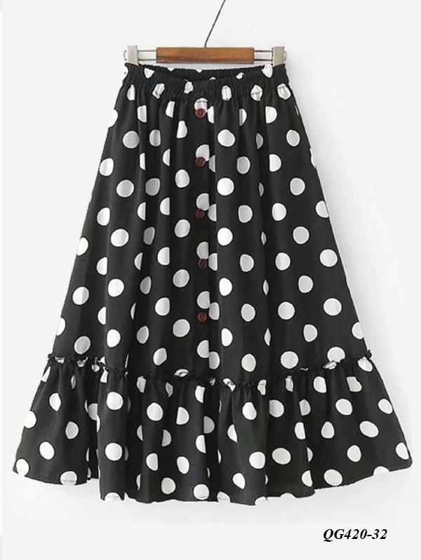 Chân váy chấm bi lưng thun - size s-6xl