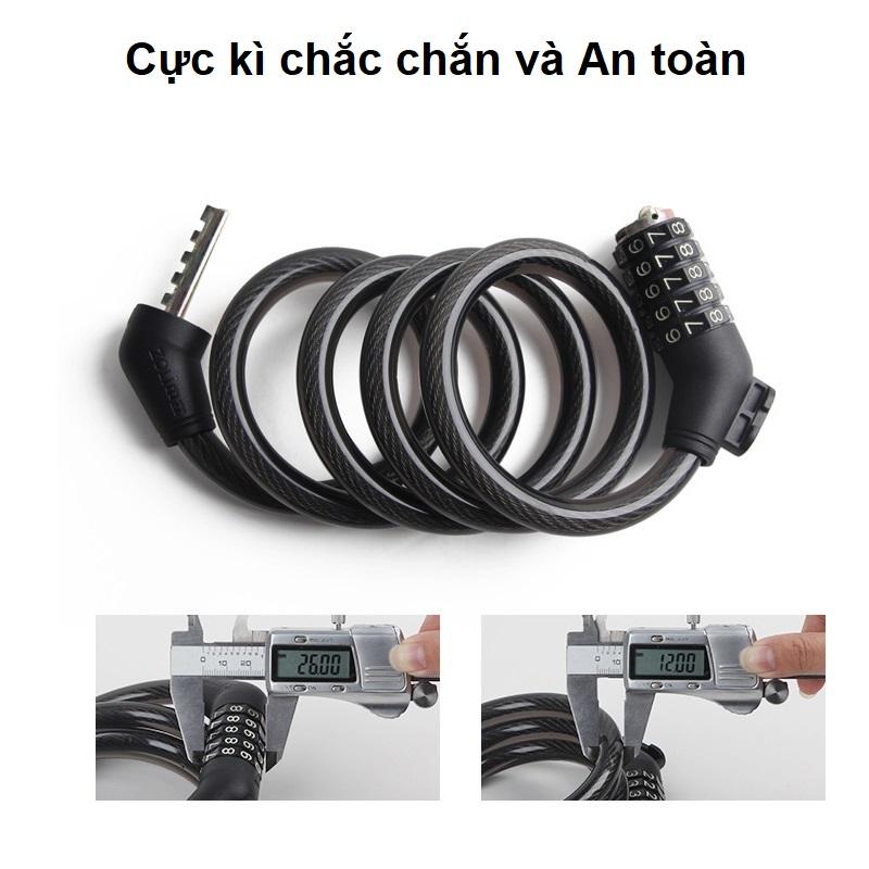 Khóa dây xe đạp 5 số AJ cao cấp đổi được mã 1.2m