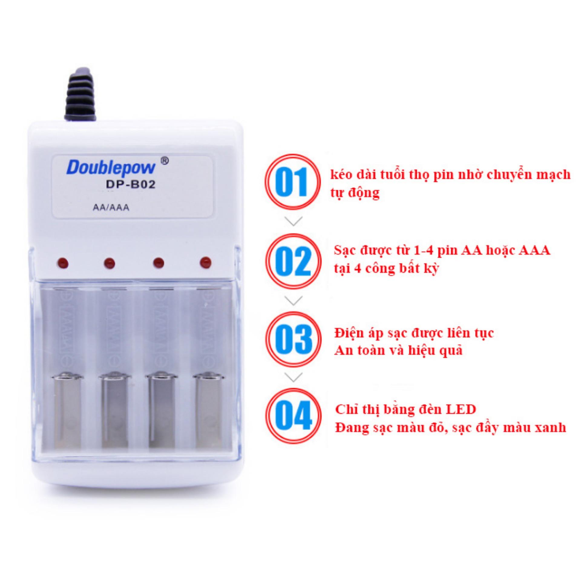 Bộ sạc pin tiểu AA, AAA Doublepow DP-B02 - hàng nhập khẩu
