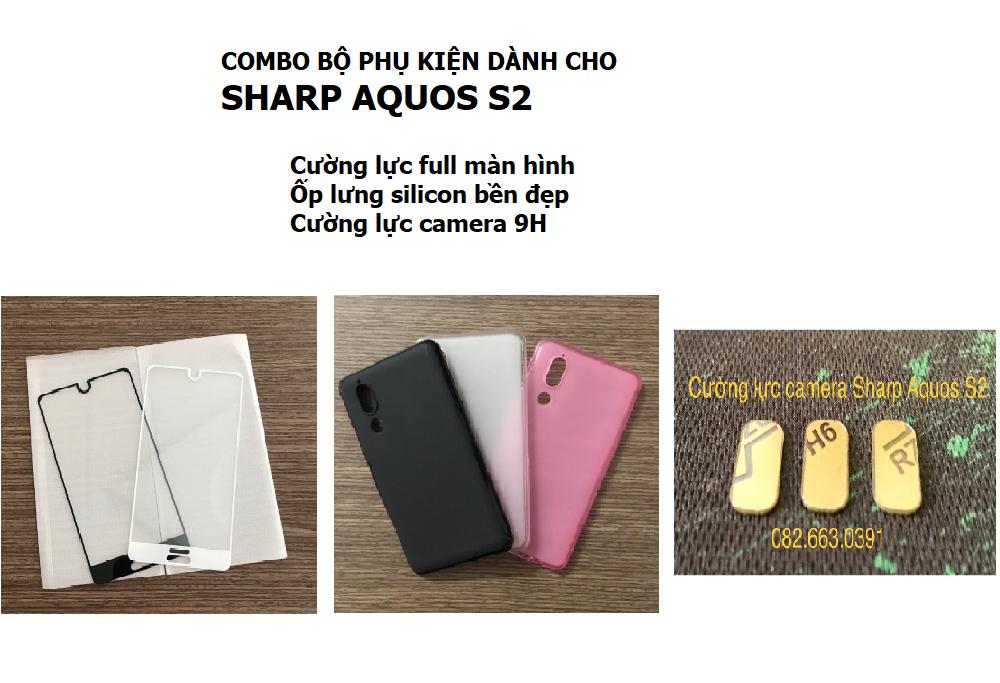 Combo Kính + Ốp + Cường Lực Camera Sharp Aquos S2